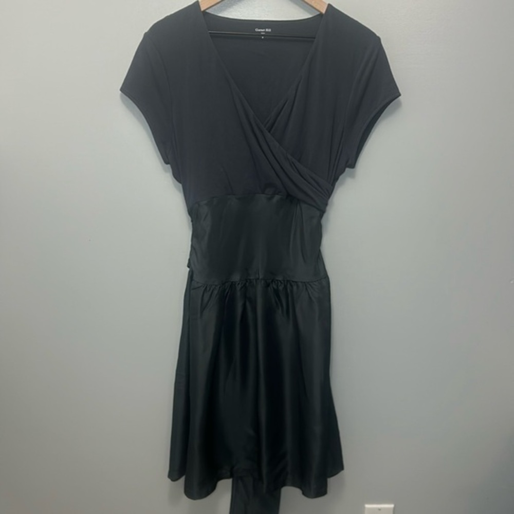 Garnet Hill Silk Blend Faux Wrap Midi‎ Gray Dress- Women's Size Medium